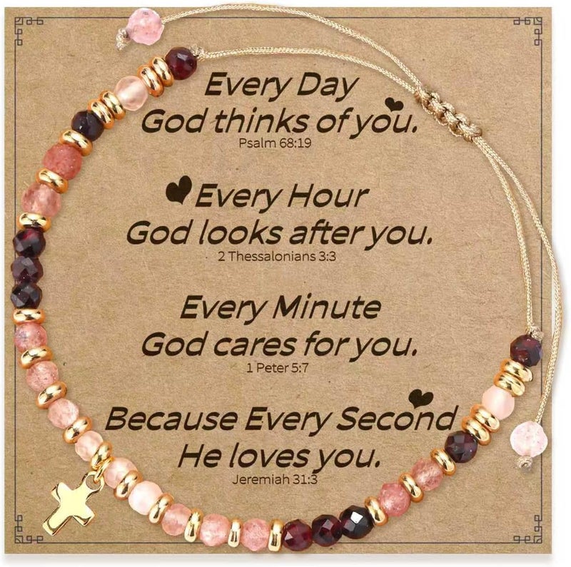 Pavolini Christian Gifts for Women, Cross Bracelet, Christian Gifts, Inspirational Gifts for Women, Natural Stone Bracelets, Religious Gifts for Woman - Image 1